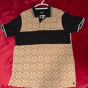 Coach Men's Polo Shirt in Black and Brown